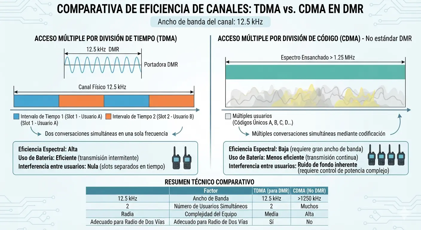 Comparativa entre CDMA y TDMA en DMR